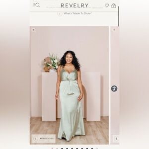 Revelry Bridesmaid Dress Giada- Satin, Silver Sage, size 4
